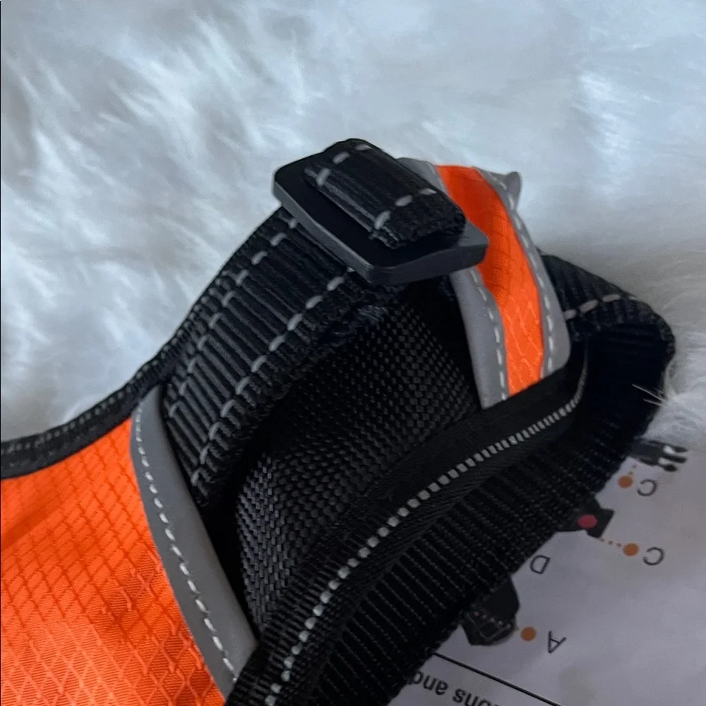 NWT Orange and Black Dog Harness adjustable straps with safely lock Large - Picture 8 of 11